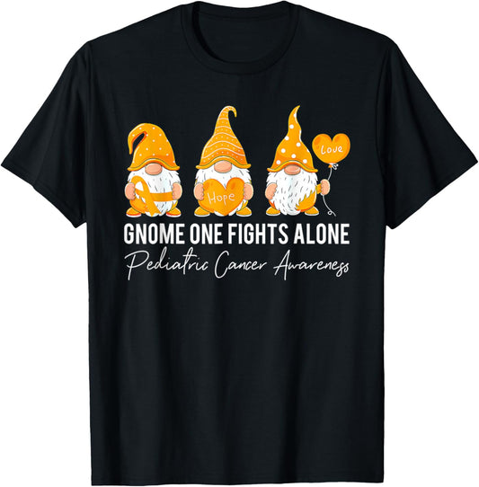 Gnome Fights Pediatric Cancer Awareness Yellow Ribbon T-Shirt