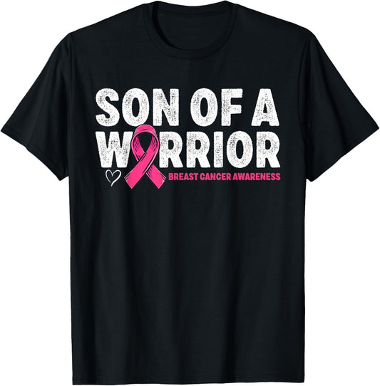 Son Of A Warrior Breast Cancer Awareness Pink Ribbon Mom T-Shirt