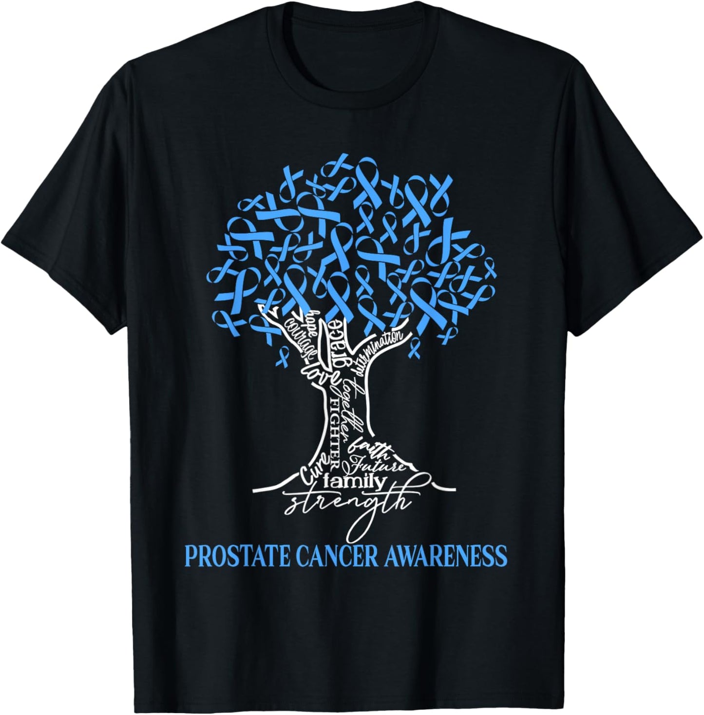 Prostate Cancer Awareness Tree Ribbon Blue T-Shirt