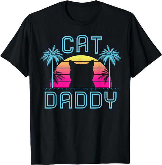 Cat Daddy Dad fathers day retro summer cat papa T-Shirt