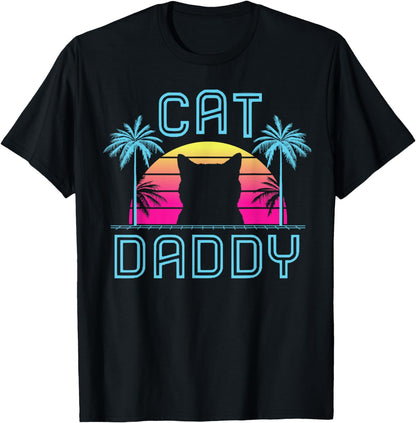 Cat Daddy Dad fathers day retro summer cat papa T-Shirt