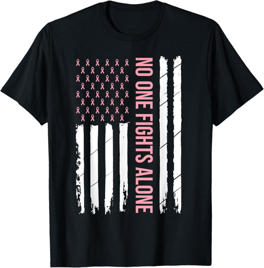 Breast Cancer Awareness Pink Ribbon USA American Flag Men T-Shirt