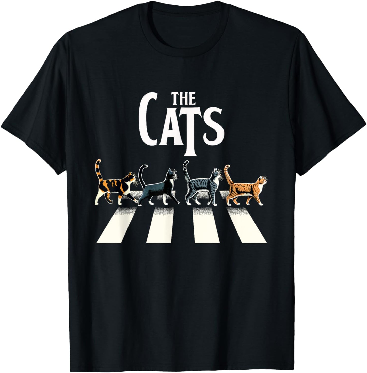 Retro Cat Rock and Roll Music Gift Men Kids Women Funny Cat T-Shirt