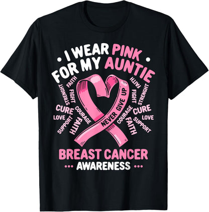 I Wear Pink For My Auntie Breast Cancer Aunt Awareness Month T-Shirt