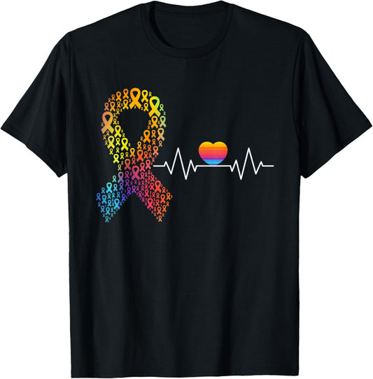 All Cancer Matters Awareness Day Heartbeat Ribbon T-Shirt