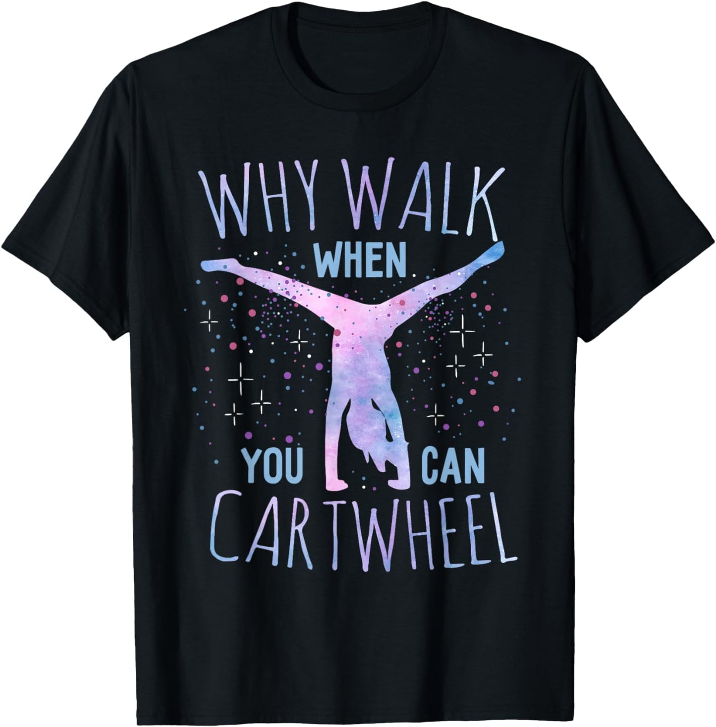 Cartwheel Gymnast Girl T-Shirt: Classic Fit, Tie-Dye, Short Sleeve - Black