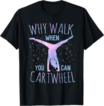 Cartwheel Gymnast Girl T-Shirt: Classic Fit, Tie-Dye, Short Sleeve - Black