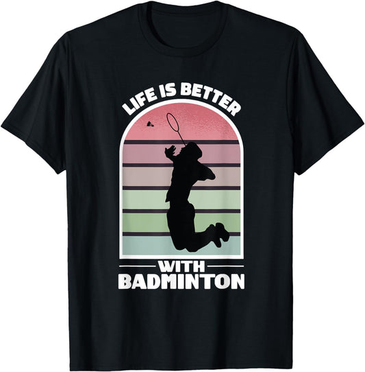 Badminton Life Funny Shuttlecock Retro Game T-Shirt