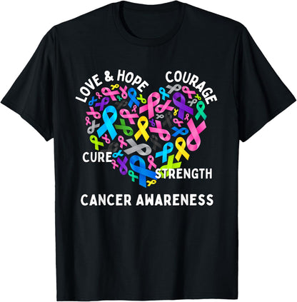 All Cancer Matters Survivors Awareness Fight Ribbon Heart T-Shirt