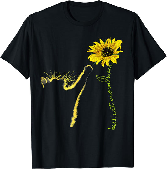 Best Cat Mom Ever Sunflower Mother's Day Gifts for Cat Lover T-Shirt