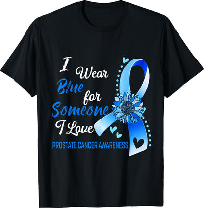 Prostate Cancer Awareness I Wear Blue Sunflower Ribbon T-Shirt