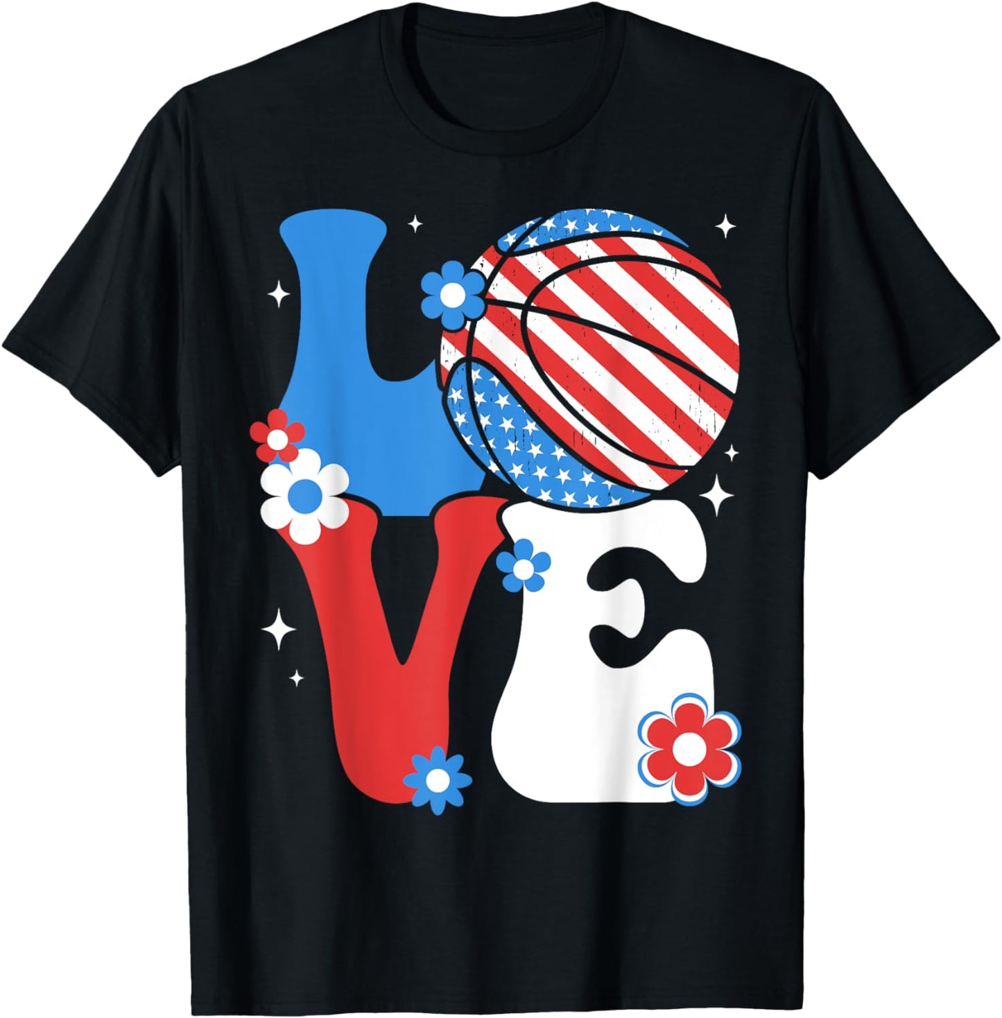 Basketball Love 4th of July US American Flag Basketball T-Shirt