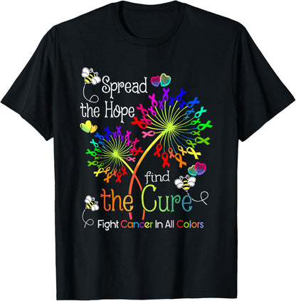 Fight cancer in all and every color ribbons flower heart T-Shirt