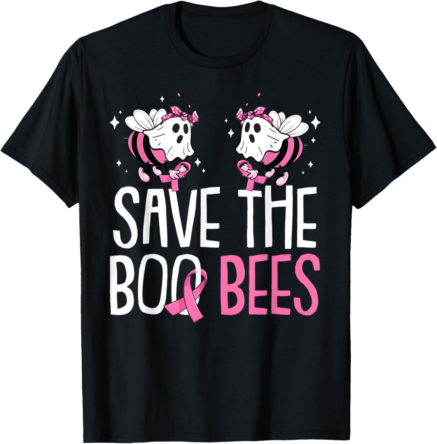 Save The Breast Cancer Awareness Boo Bees Halloween Women T-Shirt