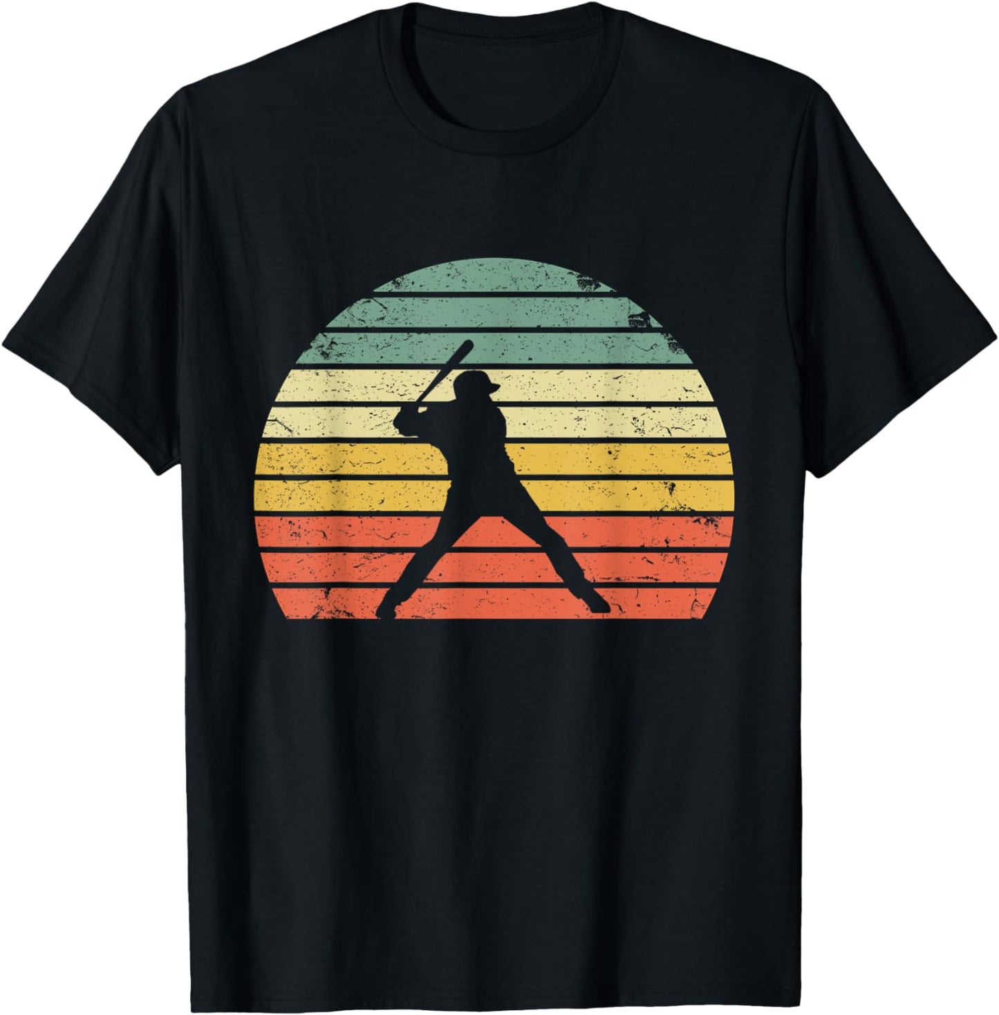 Vintage Baseball Shirt Batter Swinging Retro Sunset T-Shirt