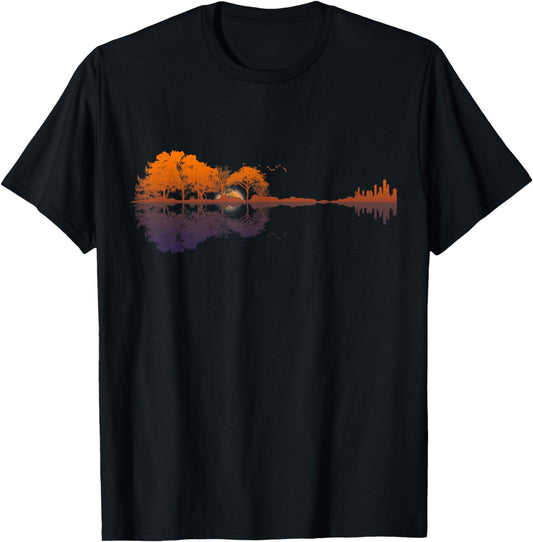 Guitar Lake Reflections Music and Guitar Lover Guitar T-Shirt