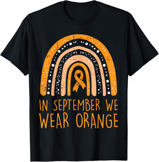 Rainbow September We Wear Orange Leukemia Awareness Ribbon T-Shirt