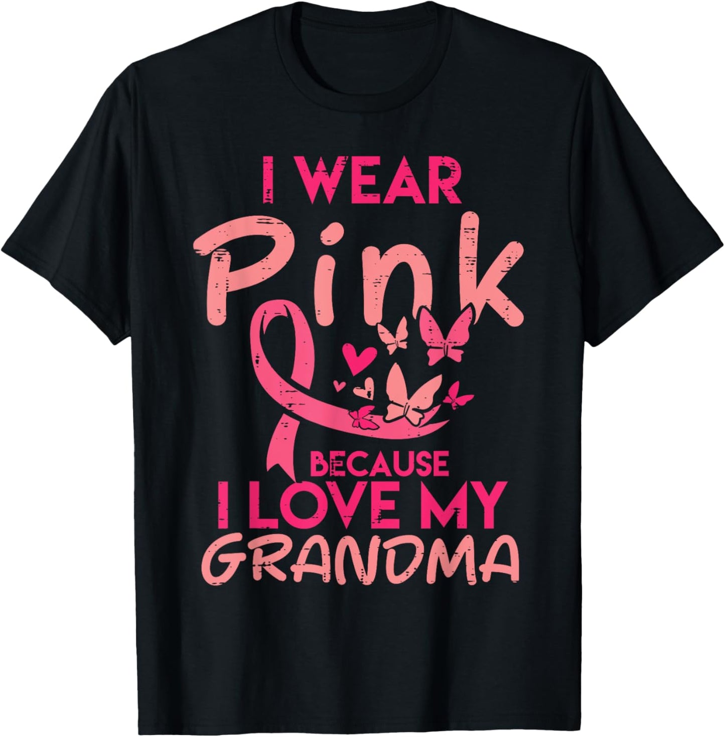 I Wear Pink Love My Grandma Breast Cancer Awareness Boy Girl T-Shirt