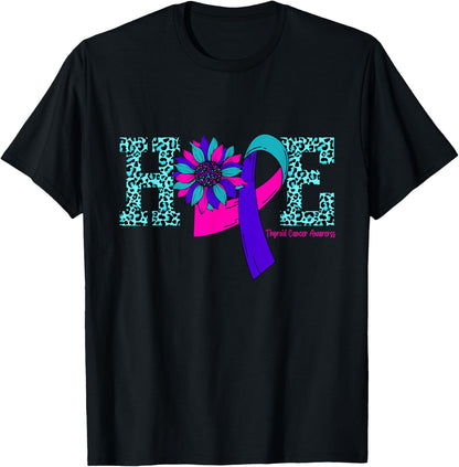 Thyroid Cancer Hope Ribbon Leopard Thyroid Awareness T-Shirt