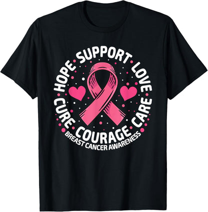 Breast Cancer Support Pink Ribbon Breast Cancer Awareness T-Shirt