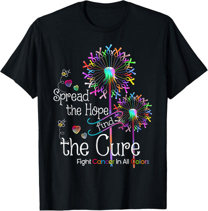 Fight cancer in all and every color ribbons flower heart T-Shirt