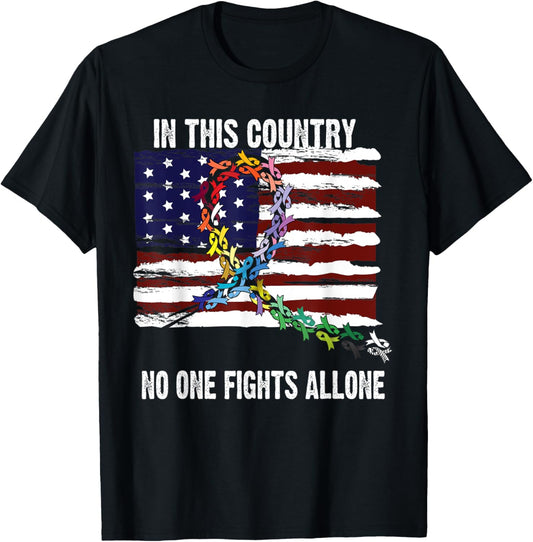 All Cancer Matters Awareness I USA Flag All Ribbons T-Shirt