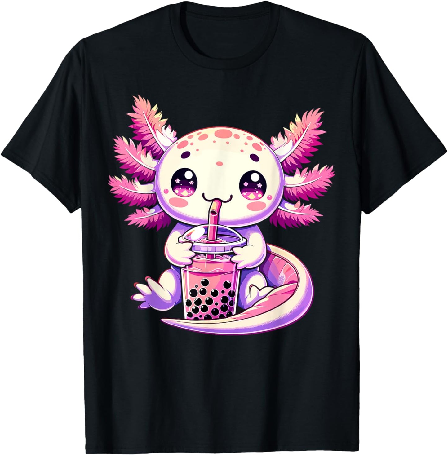Axolotl Bubble Boba Tea Anime Cute Kawaii Axolotl T-Shirt