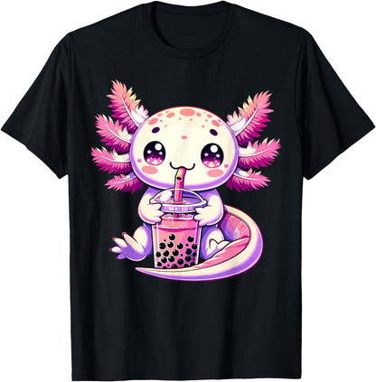 Axolotl Bubble Boba Tea Anime Cute Kawaii Axolotl T-Shirt