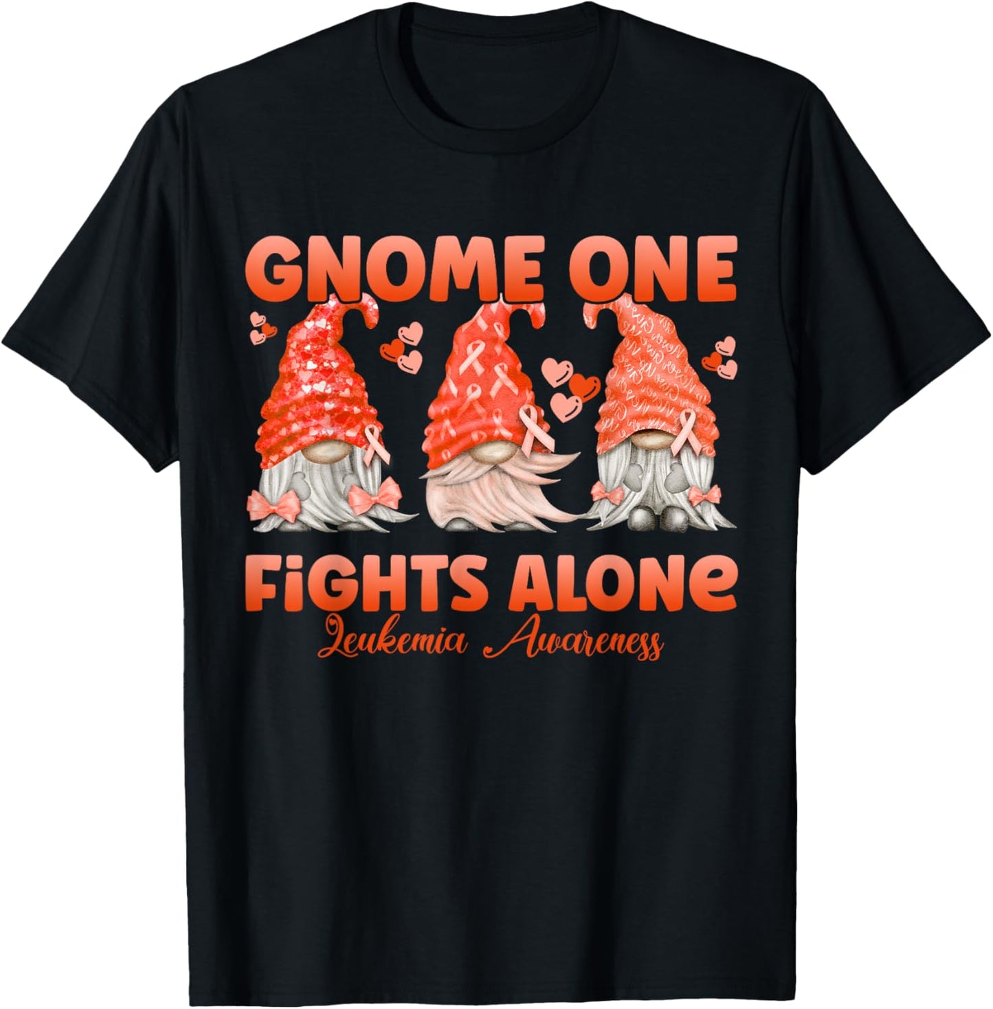 Gnome One Fights Alone Orange | Leukemia Awareness T-Shirt