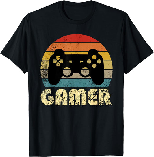 Retro Gamer Video Game Player Boys Teens Men T-Shirt