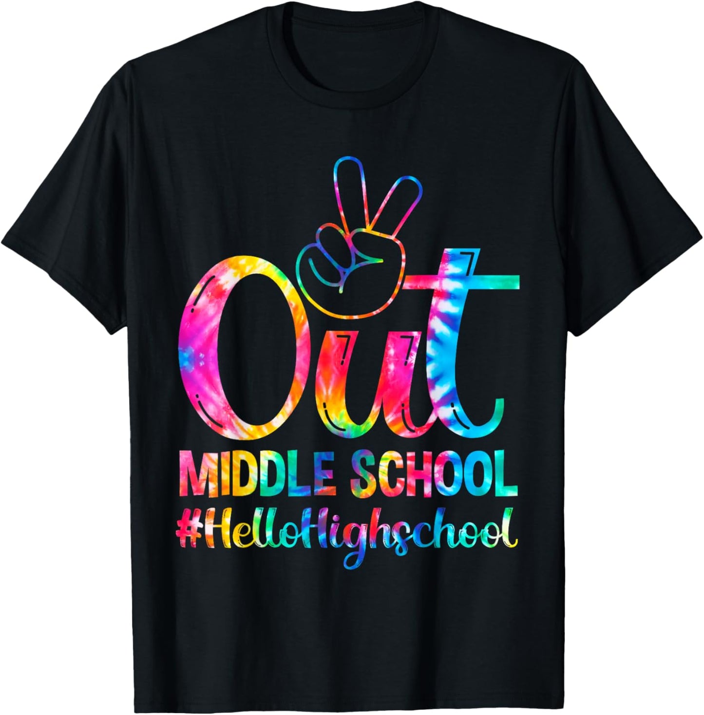 Peace Out Middle Hello High School Back To School Tie Dye T-Shirt