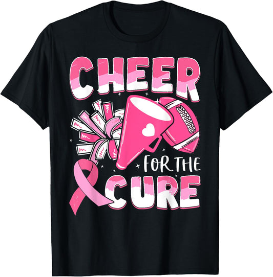 Breast Cancer Awareness Cheer For The Cure Football T-Shirt