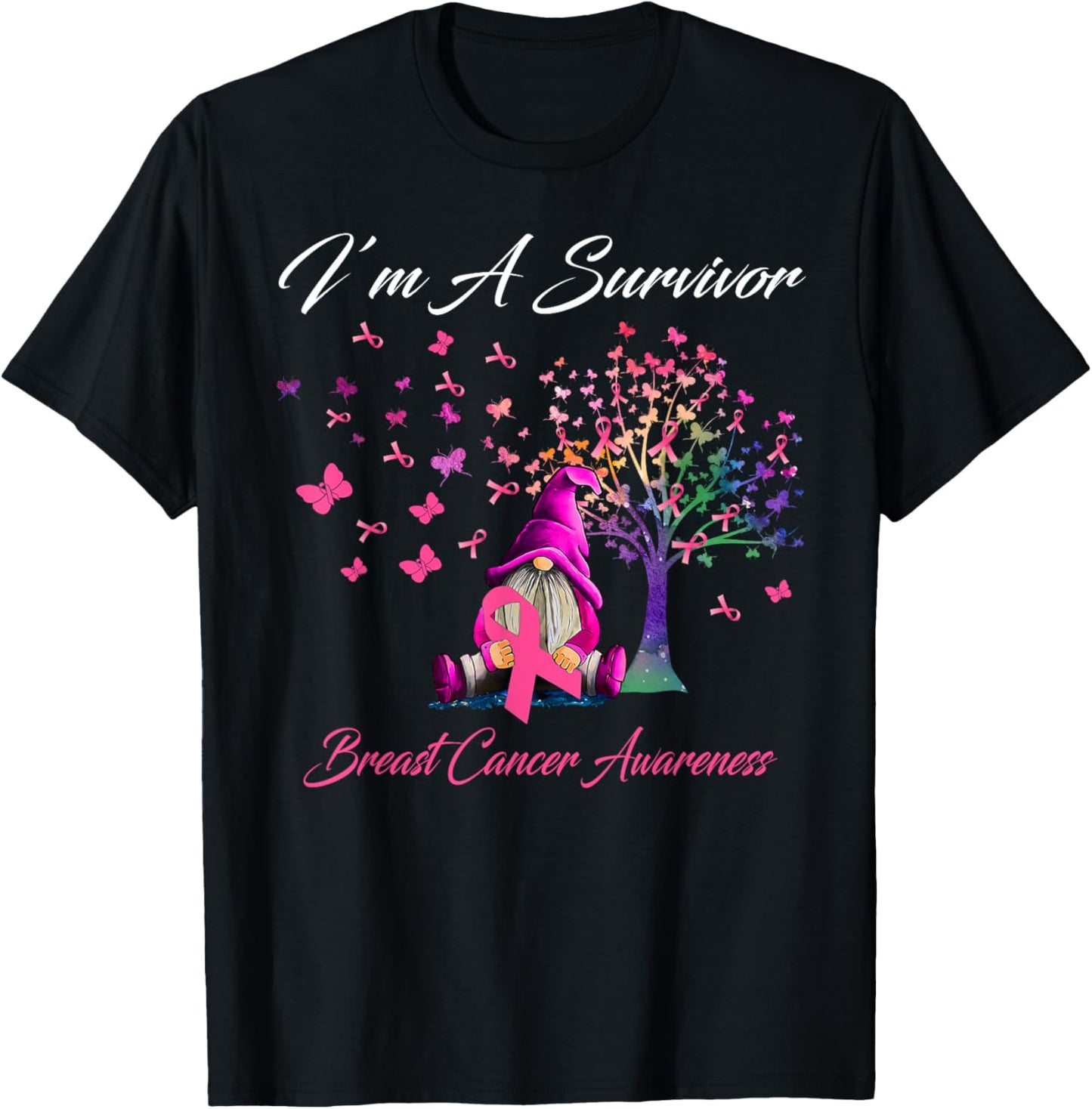 Funny Gnomes I'm A Survivor Breast Cancer Awareness T-Shirt