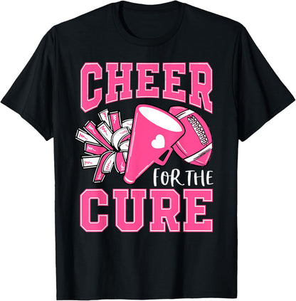 Cheer For The Cure Breast Cancer Awareness Cheerleader Funny T-Shirt