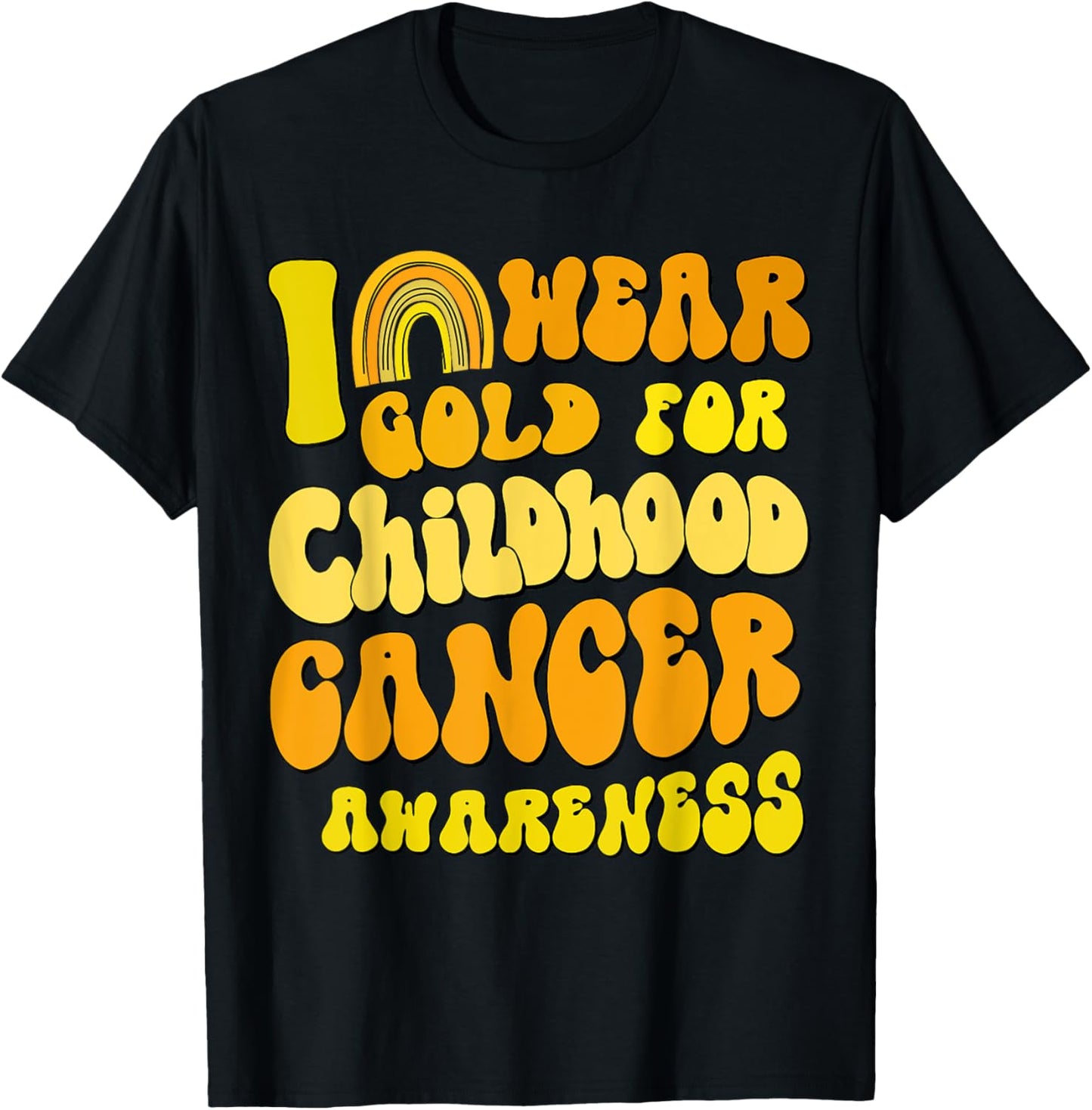 Gold Ribbon Retro I Wear Gold For Childhood Cancer Awareness T-Shirt