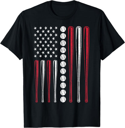 Patriotic Baseball 4th Of July Men USA American Flag Boys T-Shirt