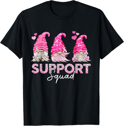 Funny Gnomies Support Squad Breast Cancer Awareness Month T-Shirt