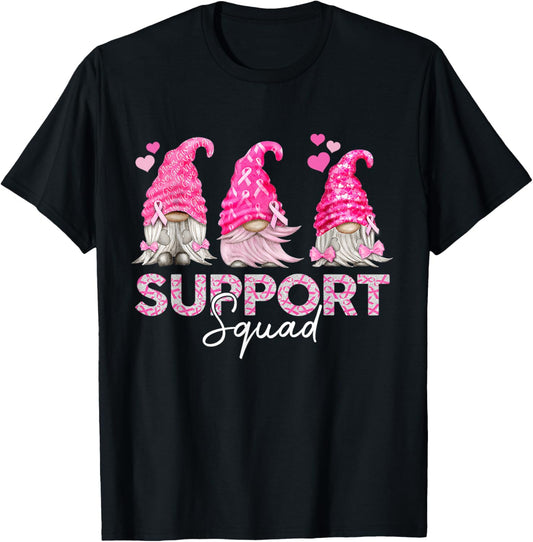 Funny Gnomies Support Squad Breast Cancer Awareness Month T-Shirt