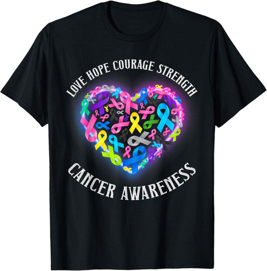 All Cancer Matters Survivors Awareness Fight Ribbon Heart T-Shirt