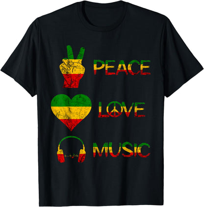 Love Peace Music Rasta Reggae Rastafari Roots Reggae Pride T-Shirt