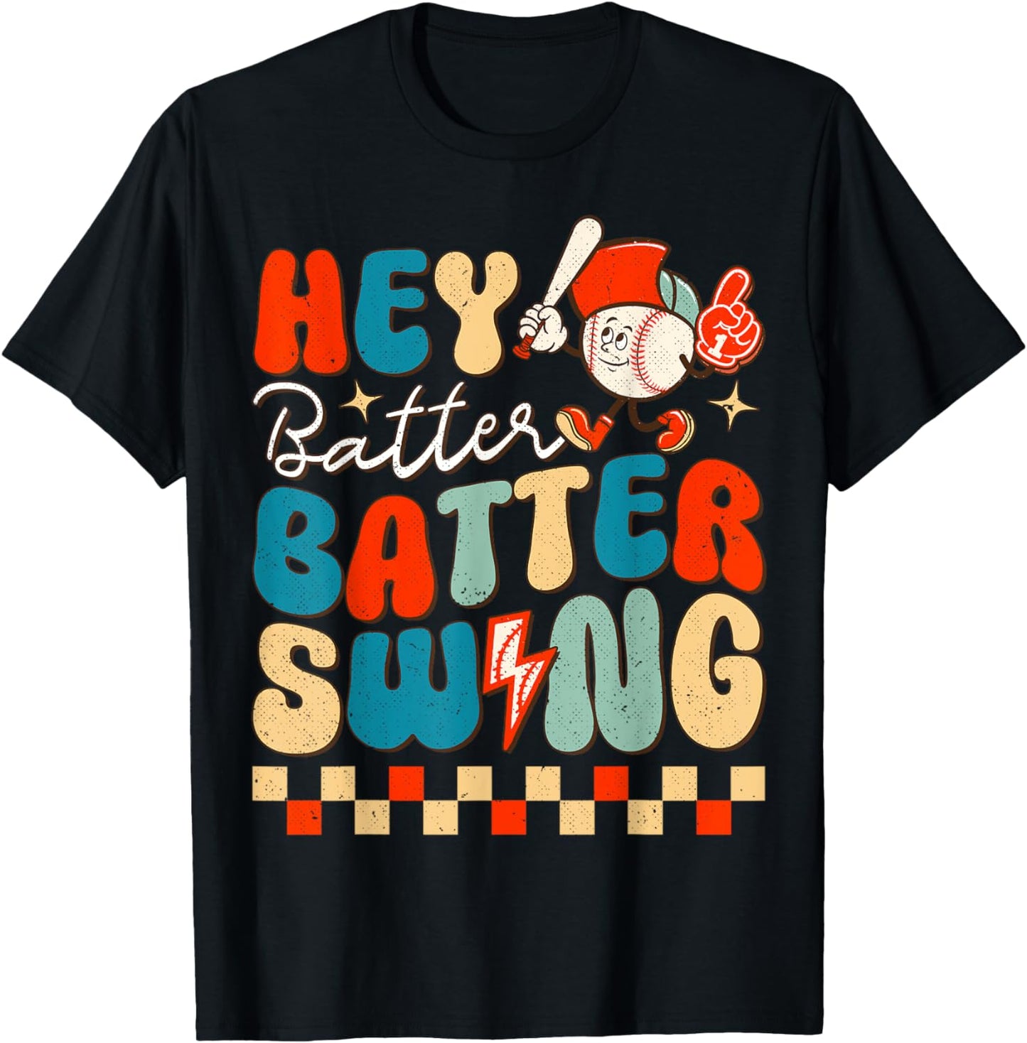 Retro Hey Batter Batter Swing Funny Baseball Game Ballpark T-Shirt