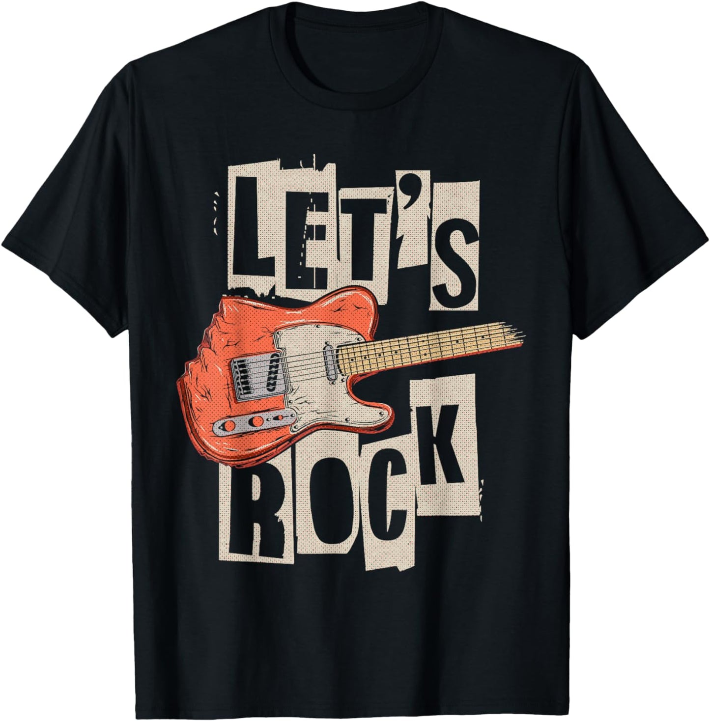 Let's Rock Electric Guitar Music Lover Band Guitarist Retro T-Shirt