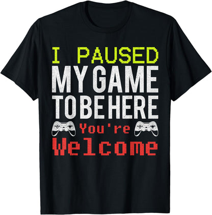I Paused My Game To Be Here Shirt, Gamer Boy Kid Video Games T-Shirt
