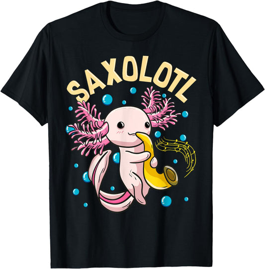 Cute & Funny Saxolotl Adorable Sax Playing Axolotl Animal T-Shirt