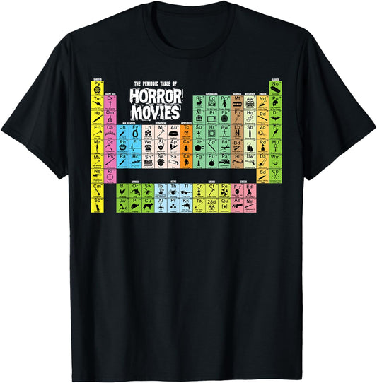 Halloween Periodic Table of Horror Movies Chemistry Science T-Shirt