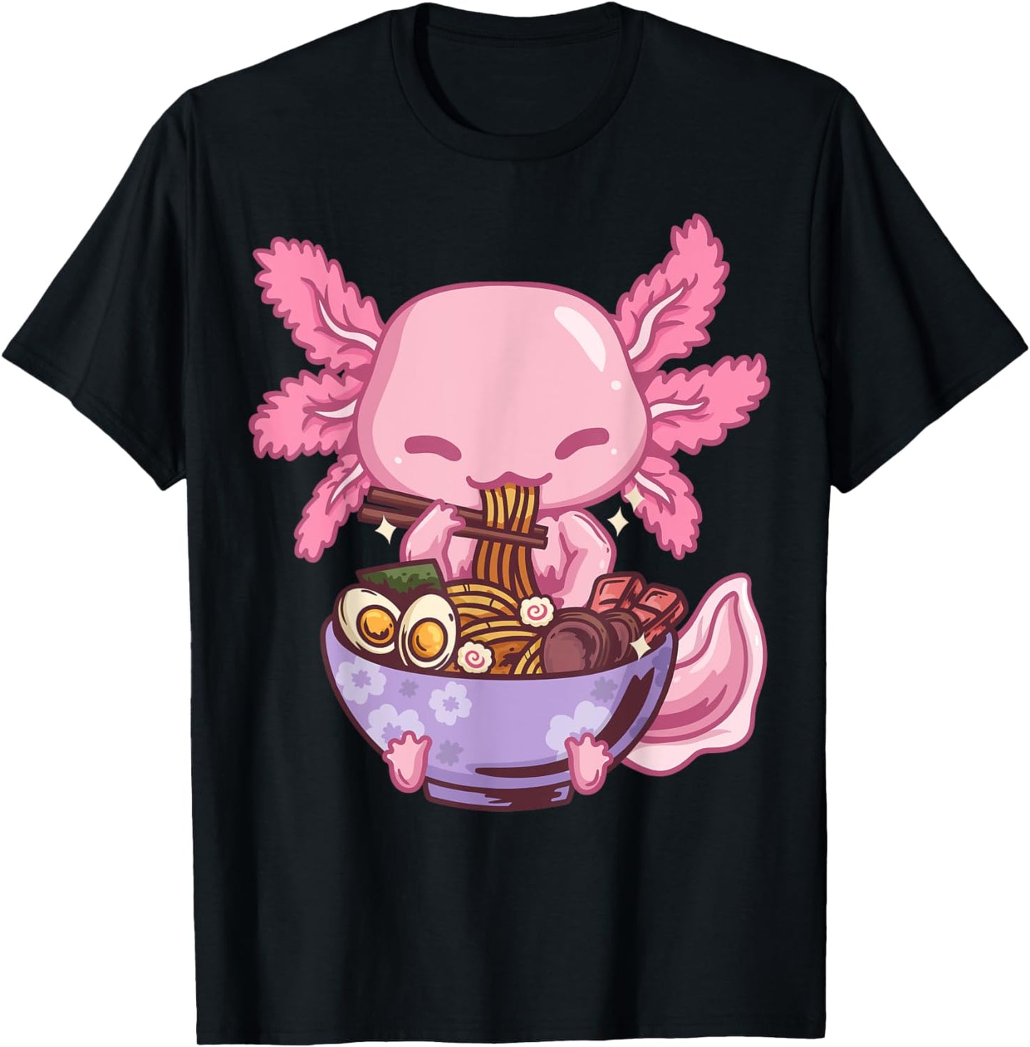 Axolotl Ramen Anime Kawaii Eating Girls Teens T-Shirt