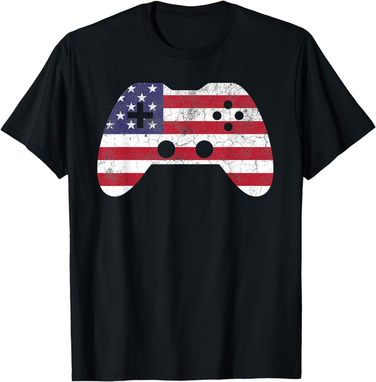 4th Of July T Shirt Video Game Gamer Kids Boys Men USA T-Shirt