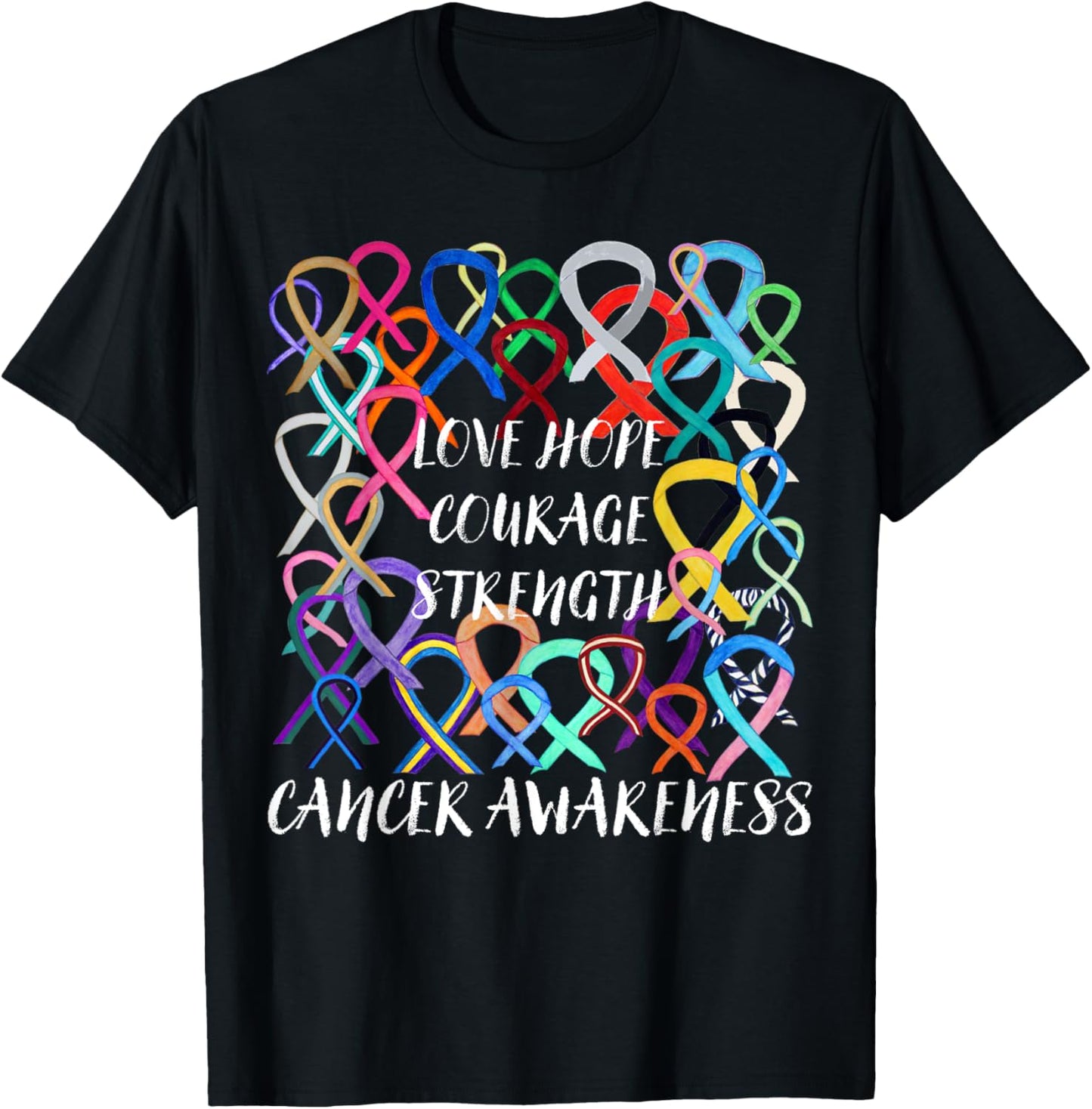 All Cancer Matters Survivors Awareness Fight Colorful Ribbon T-Shirt