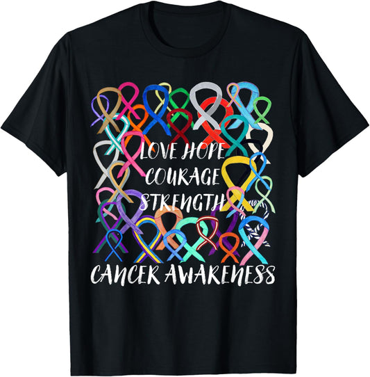 All Cancer Matters Survivors Awareness Fight Colorful Ribbon T-Shirt
