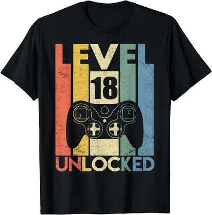 Level 18 Unlocked Tshirt 18th Video Gamer Birthday Boy Gifts T-Shirt